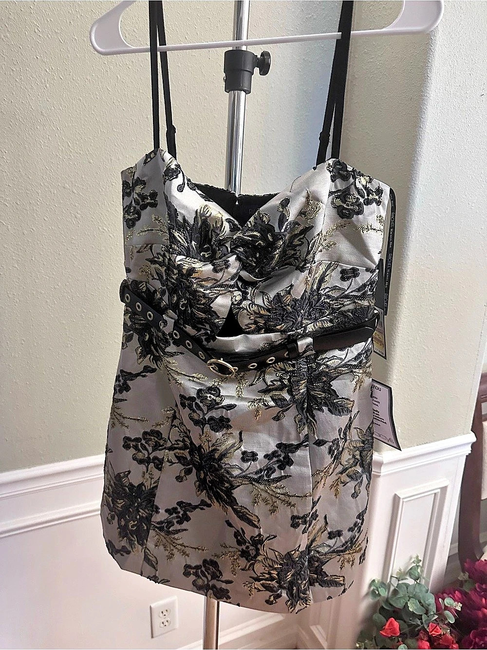 Rachel Rachel Roy Floral Mini Dress Gray & Black Size 10